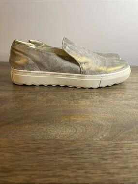 J Slides Metallic Slip-On Sneakers in Silver